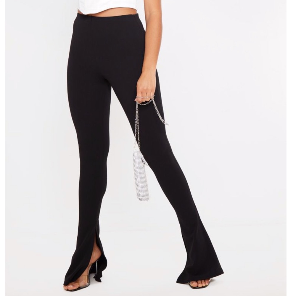 Black Kick Flare Split Detail Trouser